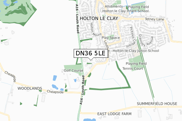 DN36 5LE map - small scale - OS Open Zoomstack (Ordnance Survey)