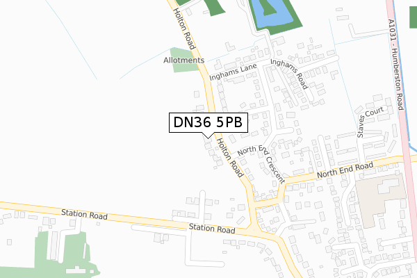 DN36 5PB map - large scale - OS Open Zoomstack (Ordnance Survey)