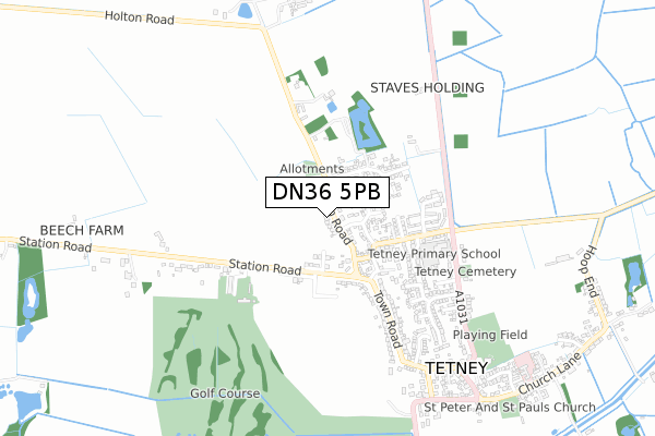 DN36 5PB map - small scale - OS Open Zoomstack (Ordnance Survey)