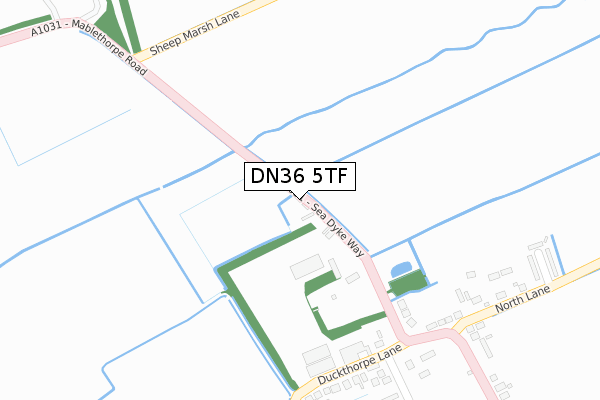 DN36 5TF map - large scale - OS Open Zoomstack (Ordnance Survey)