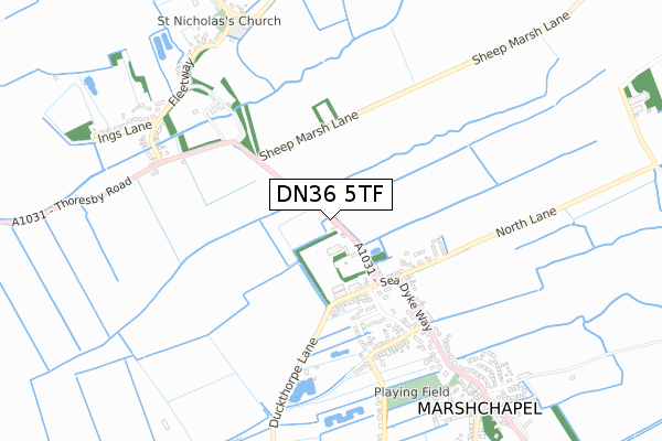 DN36 5TF map - small scale - OS Open Zoomstack (Ordnance Survey)