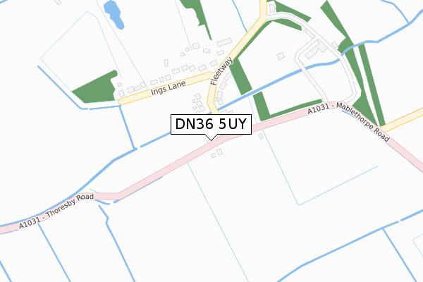 DN36 5UY map - large scale - OS Open Zoomstack (Ordnance Survey)