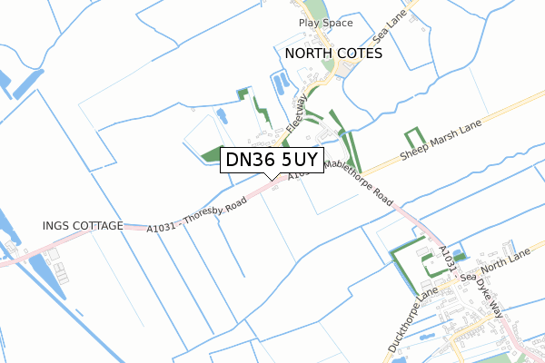 DN36 5UY map - small scale - OS Open Zoomstack (Ordnance Survey)