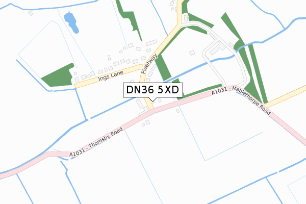 DN36 5XD map - large scale - OS Open Zoomstack (Ordnance Survey)