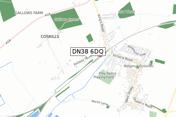 DN38 6DQ map - small scale - OS Open Zoomstack (Ordnance Survey)
