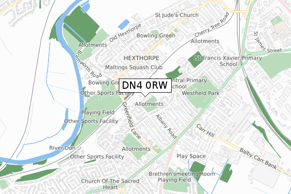 DN4 0RW map - small scale - OS Open Zoomstack (Ordnance Survey) DN4 0RW map - small scale - OS Open Zoomstack (Ordnance Survey)