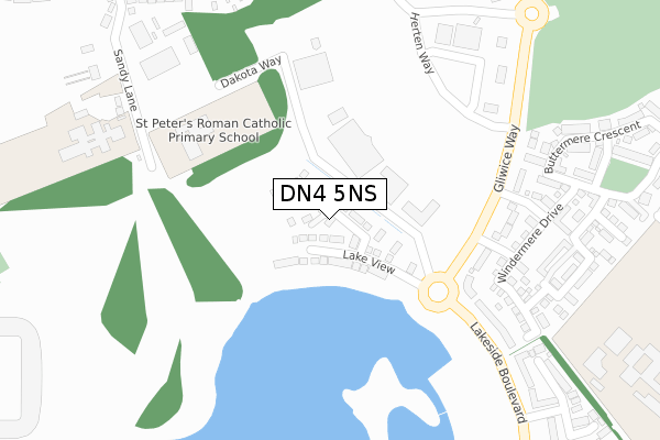 DN4 5NS map - large scale - OS Open Zoomstack (Ordnance Survey)