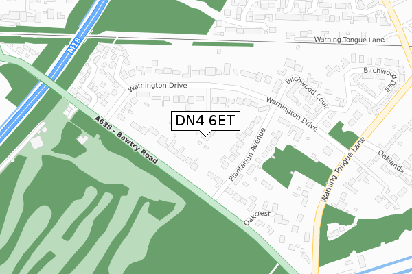 DN4 6ET map - large scale - OS Open Zoomstack (Ordnance Survey)