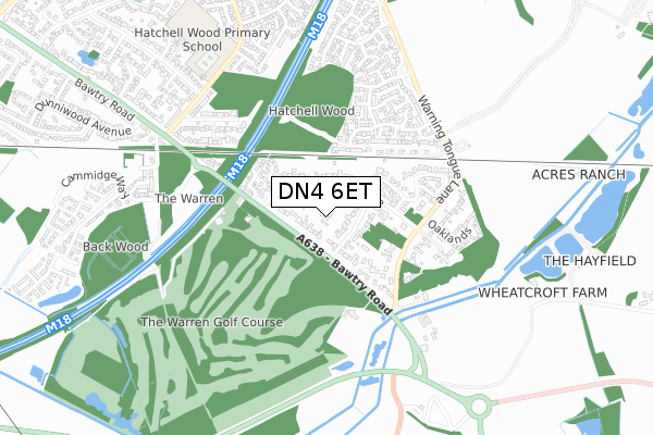 DN4 6ET map - small scale - OS Open Zoomstack (Ordnance Survey)