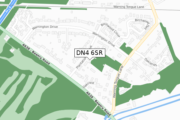 DN4 6SR map - large scale - OS Open Zoomstack (Ordnance Survey)