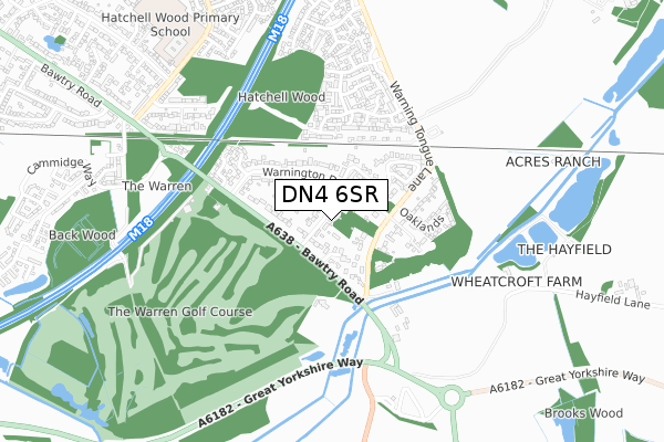 DN4 6SR map - small scale - OS Open Zoomstack (Ordnance Survey)