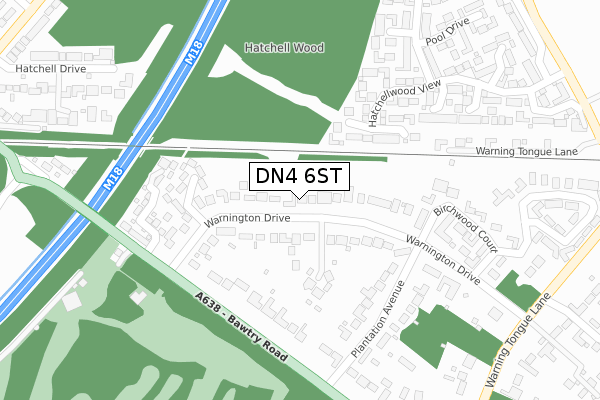 DN4 6ST map - large scale - OS Open Zoomstack (Ordnance Survey)