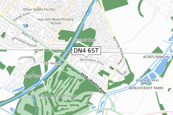 DN4 6ST map - small scale - OS Open Zoomstack (Ordnance Survey)