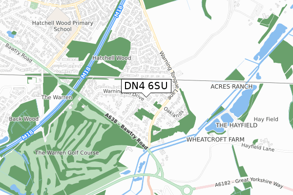 DN4 6SU map - small scale - OS Open Zoomstack (Ordnance Survey)