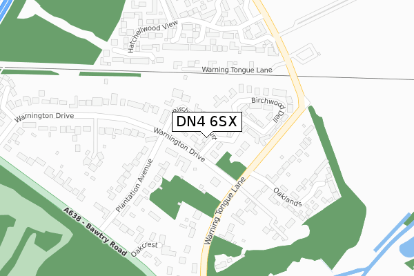 DN4 6SX map - large scale - OS Open Zoomstack (Ordnance Survey)