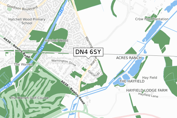 DN4 6SY map - small scale - OS Open Zoomstack (Ordnance Survey)