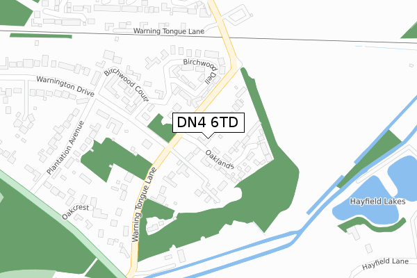 DN4 6TD map - large scale - OS Open Zoomstack (Ordnance Survey)