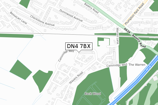 DN4 7BX map - large scale - OS Open Zoomstack (Ordnance Survey)