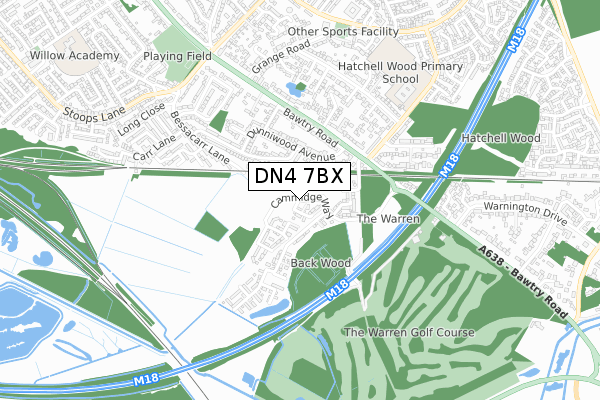 DN4 7BX map - small scale - OS Open Zoomstack (Ordnance Survey)