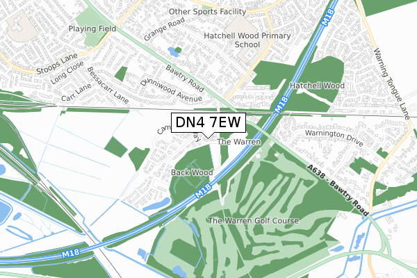 DN4 7EW map - small scale - OS Open Zoomstack (Ordnance Survey)