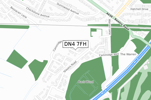 DN4 7FH map - large scale - OS Open Zoomstack (Ordnance Survey)