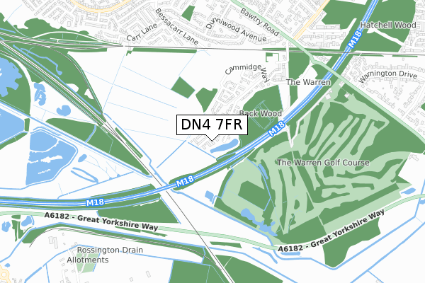 DN4 7FR map - small scale - OS Open Zoomstack (Ordnance Survey) DN4 7FR map - small scale - OS Open Zoomstack (Ordnance Survey)