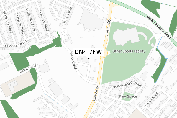 DN4 7FW map - large scale - OS Open Zoomstack (Ordnance Survey) DN4 7FW map - large scale - OS Open Zoomstack (Ordnance Survey)