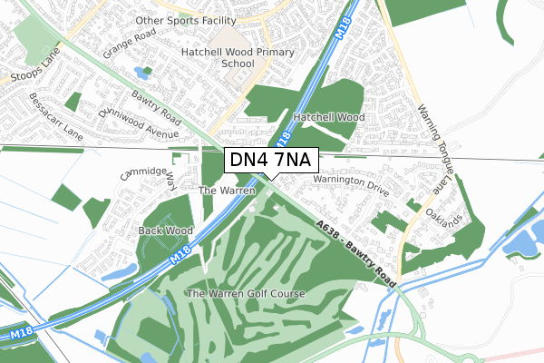 DN4 7NA map - small scale - OS Open Zoomstack (Ordnance Survey)