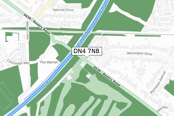 DN4 7NB map - large scale - OS Open Zoomstack (Ordnance Survey)