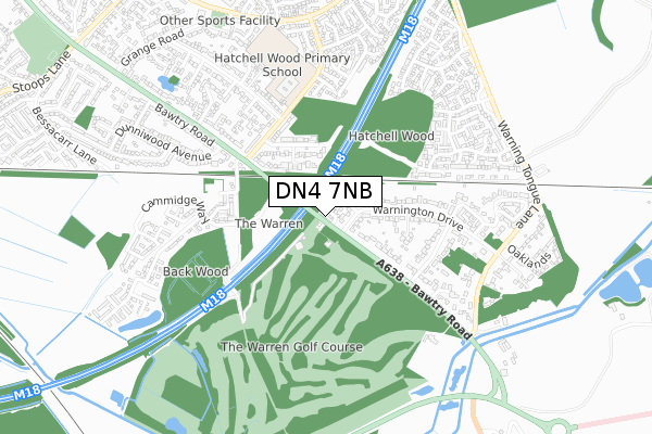 DN4 7NB map - small scale - OS Open Zoomstack (Ordnance Survey)