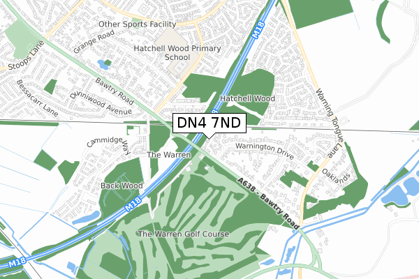 DN4 7ND map - small scale - OS Open Zoomstack (Ordnance Survey)