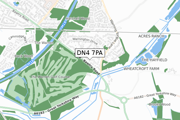 DN4 7PA map - small scale - OS Open Zoomstack (Ordnance Survey)