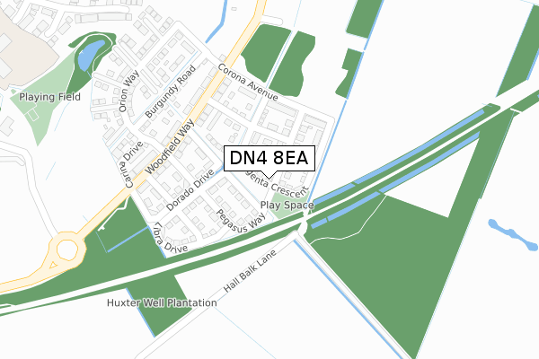DN4 8EA map - large scale - OS Open Zoomstack (Ordnance Survey)