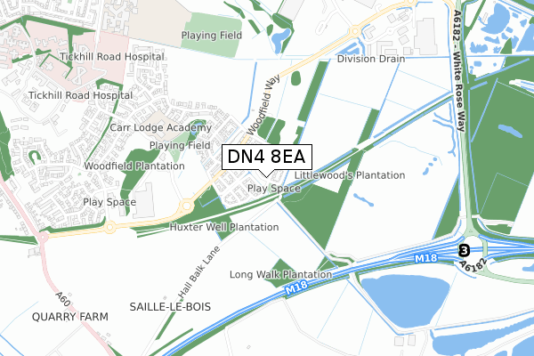 DN4 8EA map - small scale - OS Open Zoomstack (Ordnance Survey)
