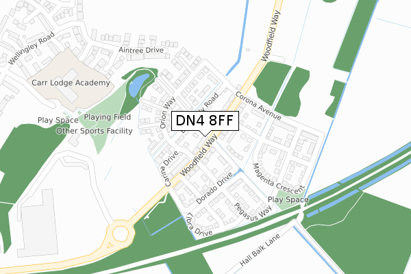 DN4 8FF map - large scale - OS Open Zoomstack (Ordnance Survey)