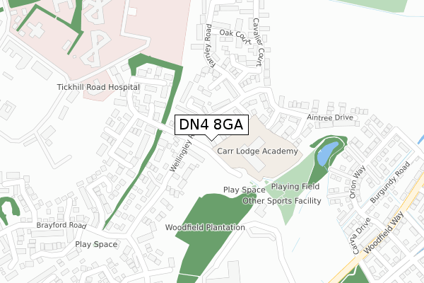 DN4 8GA map - large scale - OS Open Zoomstack (Ordnance Survey)