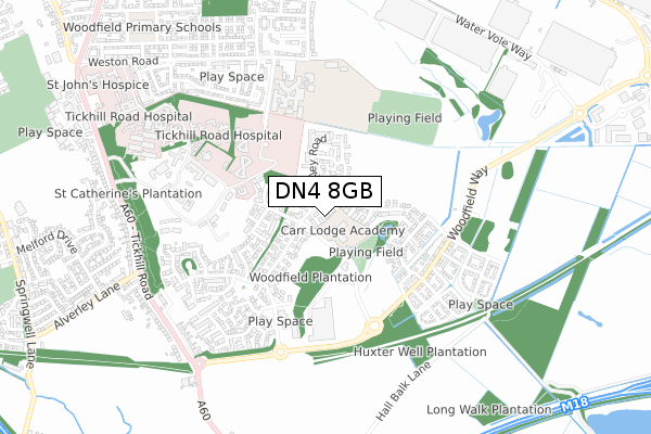DN4 8GB map - small scale - OS Open Zoomstack (Ordnance Survey)