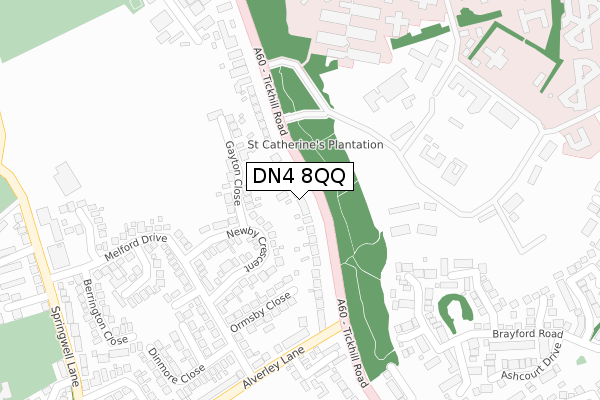 DN4 8QQ map - large scale - OS Open Zoomstack (Ordnance Survey)