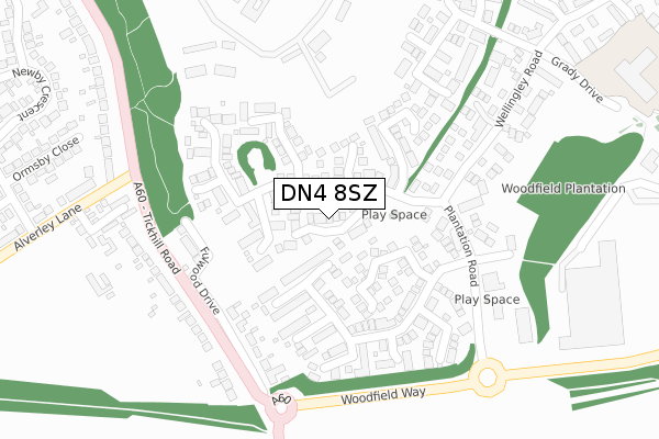 DN4 8SZ map - large scale - OS Open Zoomstack (Ordnance Survey)