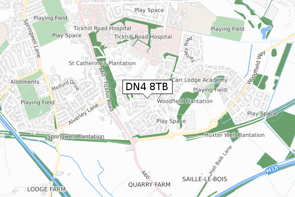 DN4 8TB map - small scale - OS Open Zoomstack (Ordnance Survey)