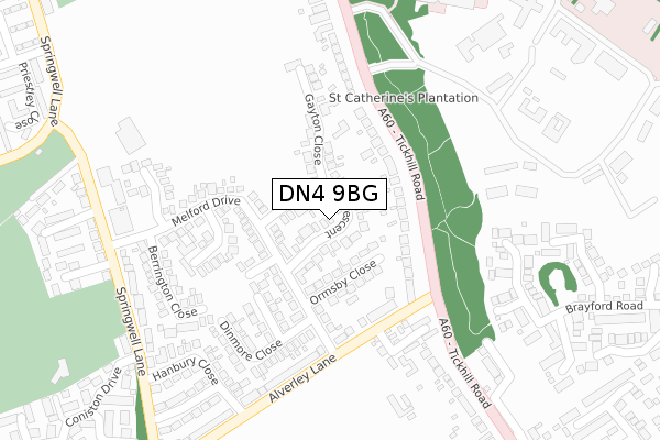 DN4 9BG map - large scale - OS Open Zoomstack (Ordnance Survey)
