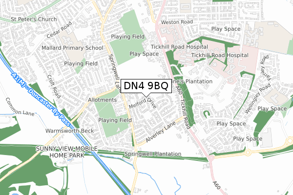 DN4 9BQ map - small scale - OS Open Zoomstack (Ordnance Survey) DN4 9BQ map - small scale - OS Open Zoomstack (Ordnance Survey)