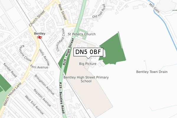 DN5 0BF map - large scale - OS Open Zoomstack (Ordnance Survey)
