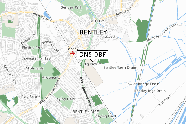 DN5 0BF map - small scale - OS Open Zoomstack (Ordnance Survey)