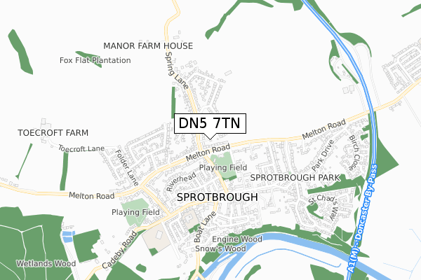 DN5 7TN map - small scale - OS Open Zoomstack (Ordnance Survey) DN5 7TN map - small scale - OS Open Zoomstack (Ordnance Survey)