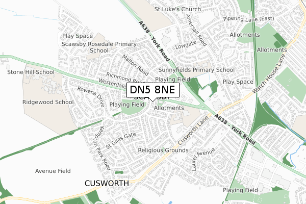 DN5 8NE map - small scale - OS Open Zoomstack (Ordnance Survey)