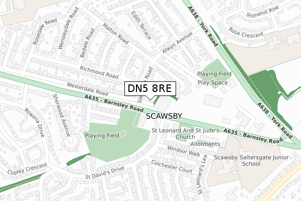 DN5 8RE map - large scale - OS Open Zoomstack (Ordnance Survey)