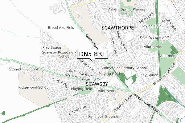 DN5 8RT map - small scale - OS Open Zoomstack (Ordnance Survey)