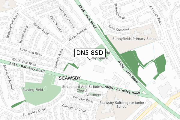 DN5 8SD map - large scale - OS Open Zoomstack (Ordnance Survey)