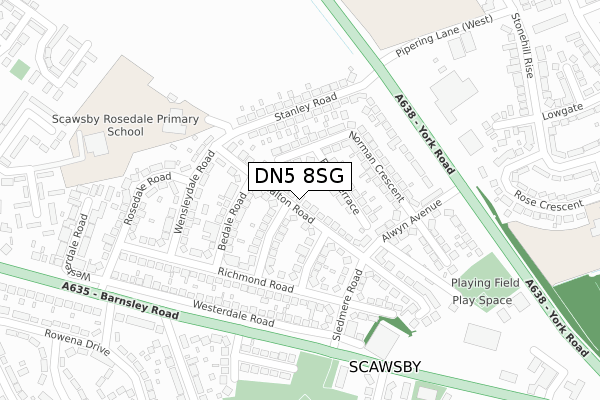 DN5 8SG map - large scale - OS Open Zoomstack (Ordnance Survey)